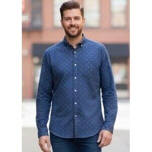 Men's Carbon2Cobalt Long Sleeve Shirt 100%cotton sz L